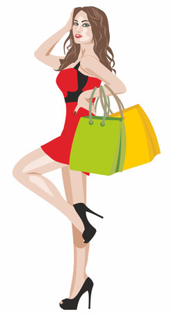 girl in red dressのイラスト素材