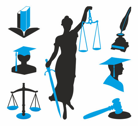 black and blue icons for lawyersのイラスト素材