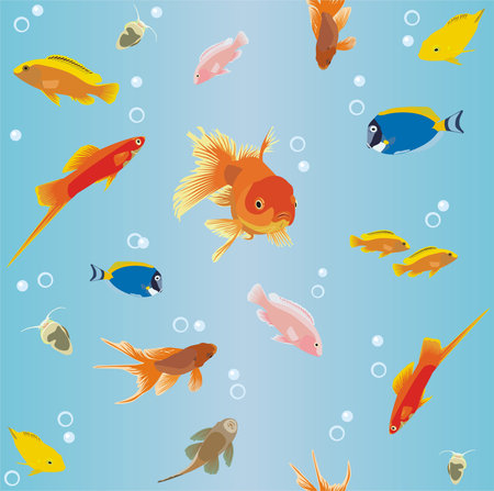 wallpaper with aquarium fishのイラスト素材