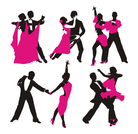 silhouette of couple dancingのイラスト素材