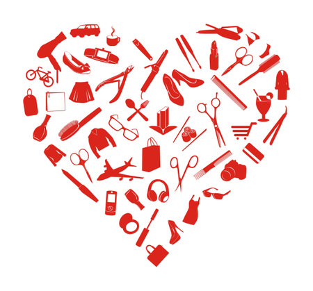 red heart made of small things womenのイラスト素材