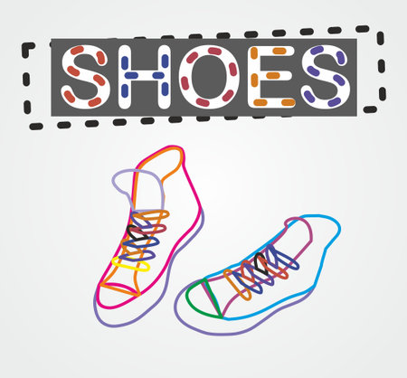 vector color contour shoesのイラスト素材