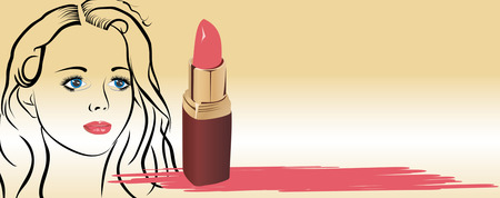 black outline of a girl with pink lipsのイラスト素材