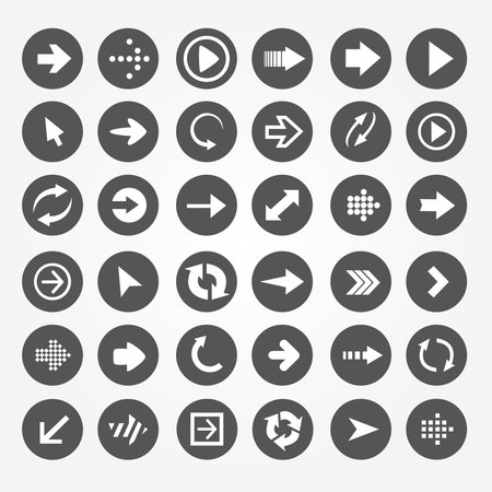 set of vector icons arrow in a black circleのイラスト素材