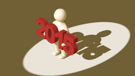 3d man holding a three-dimensional figures in 2015   rightの写真素材