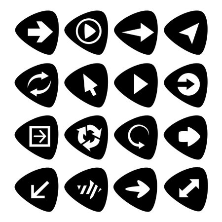 black triangular icons with arrows