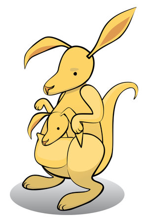 cartoon kangaroo with babyのイラスト素材