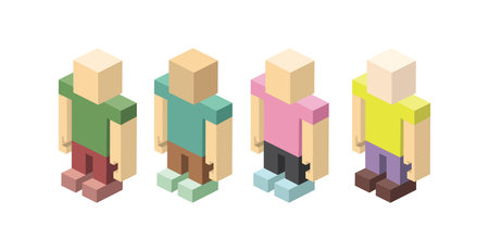 Isometric set of colored figurines manのイラスト素材