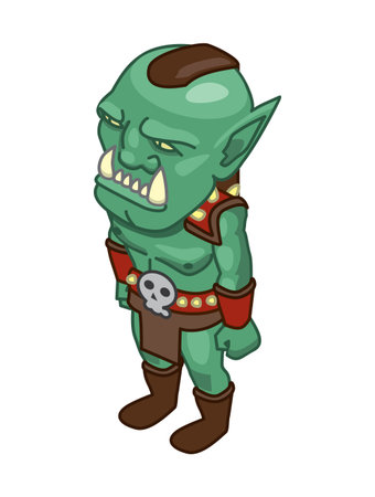 stylized green orc on a white backgroundのイラスト素材