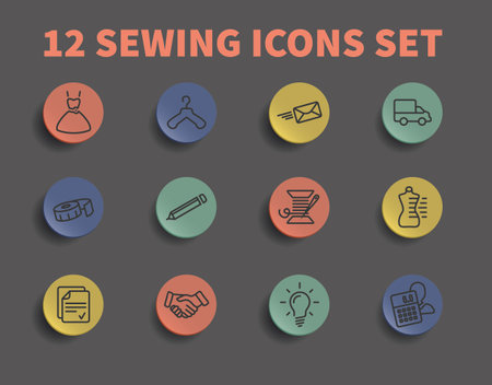 specialized vector icons for studio and sewing workshopsのイラスト素材