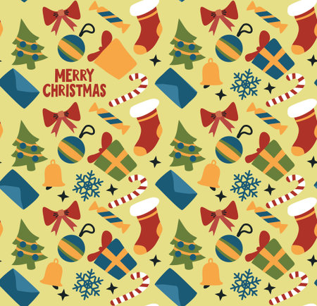 colored bright christmas background. Vector seamless wallpaperのイラスト素材