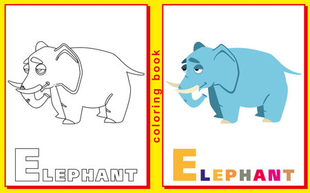 elephant. Children coloring with the letters.のイラスト素材
