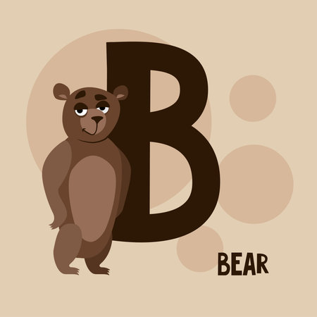 sticker with a picture of a bear on the trail and background writingのイラスト素材