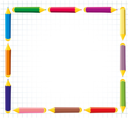 colored pencils. children square frame. vector illustrationのイラスト素材