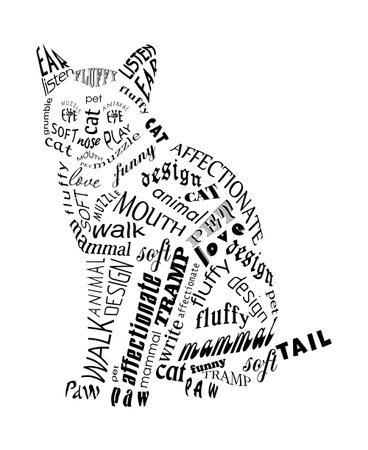 cat from the inscriptions. different fonts. vectorのイラスト素材