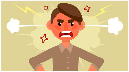 cartoon man is upset. negative emotion. vector illustrationのイラスト素材