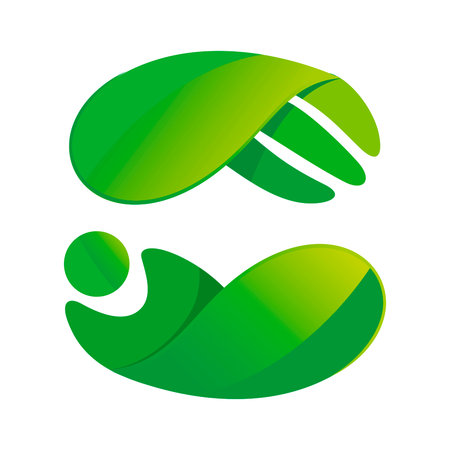 Creative logo. Symbol of natural protection. Green. Vector isolated illustrationのイラスト素材
