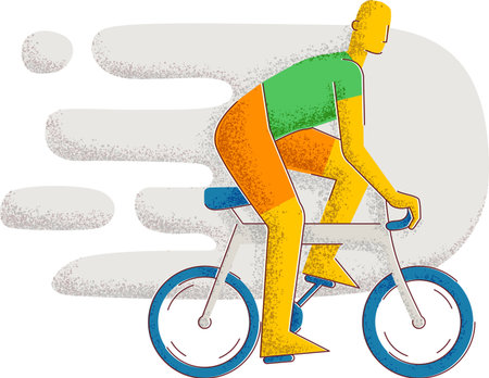 A man rides a bicycle. Healthy lifestyle. Minimalism style illustrationの写真素材