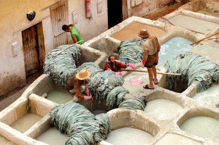 Chouara tannery is probably the most well known and certainly the most beautiful tannery in the world. Located in Fes, Morocco, it was built in the 11th century.のeditorial素材