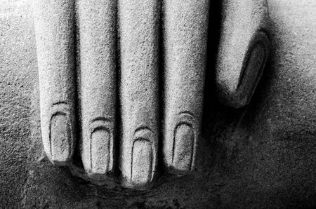 Buddha Hand and Buddha Statue at Ayutthaya city Thailand.の写真素材