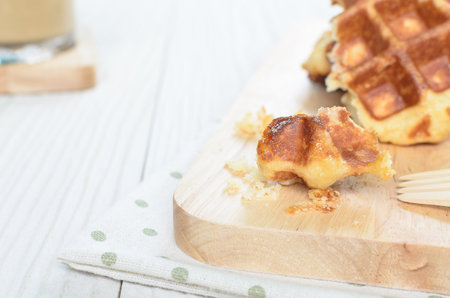 The Waffle has cooked and ready to serve and enjoy eating in relaxing time on holiday.の写真素材