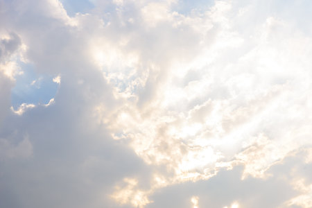 Dark sky and big black cloudy before heavy rain and stormy.の写真素材