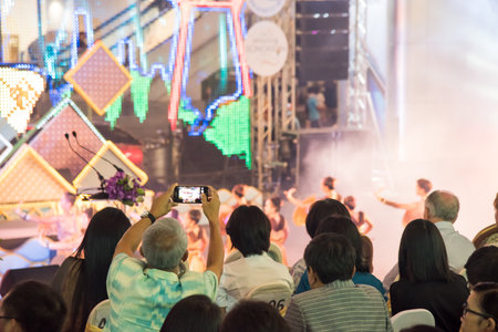 Editorial: Bangkok City, Thailand, 8th April 2017. Bangkok has opening ceremony of Songkran Festival. This's culture and popular festival Thailand.のeditorial素材