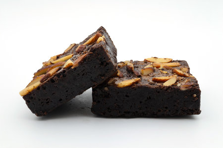 A Chocolate Brownie isolated on white background.の写真素材
