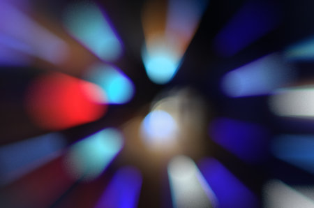 Red, blue and white line bokeh lights background. defocused