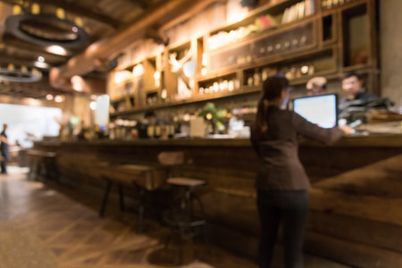 Blur vintage bar and cafe at night.の写真素材