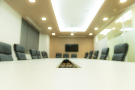 Conference and meeting room and black sofa with blur background.