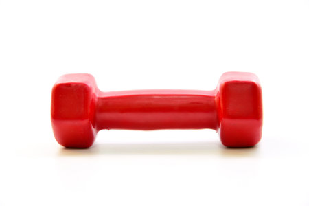 Red Dumbbell isolated on white background.の写真素材