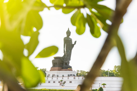 Phutthamonthon is place for Buddhist Dharma with blue sky and sunset in Nakhon Pathom Thailand.の写真素材