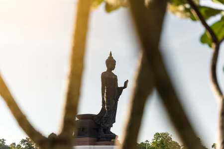 Phutthamonthon is place for Buddhist Dharma with blue sky and sunset in Nakhon Pathom Thailand.
