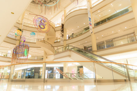 Editorial: Bangkok City, Thailand, 8th May 2017. Gaysorn Village in Atrium Gallery zone. Gaysorn Village (a.k.a. Gaysorn Plaza), Bangkoks first luxury shopping centre with a long history of groundbreaking firsts housing the worlds finest fashion.のeditorial素材