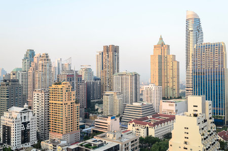 Cityscape in the morning in Bangkok Thailand.のeditorial素材