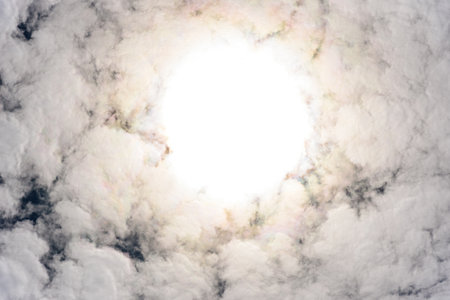 The nature of blue sky with cloud and sun in the morning.の写真素材