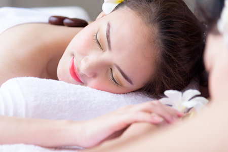 Portrait of duo beautiful asian people with close up view and close up eyes. Beauty, healthy, spa and relaxation concept.の写真素材
