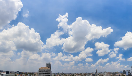 The nature of blue sky with cloudy and city in bangkok, thailand.の写真素材