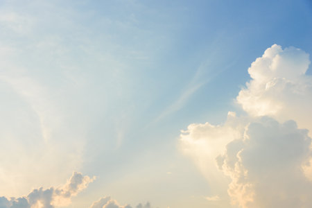 The nature of blue sky with cloud and sunrise in the morning.