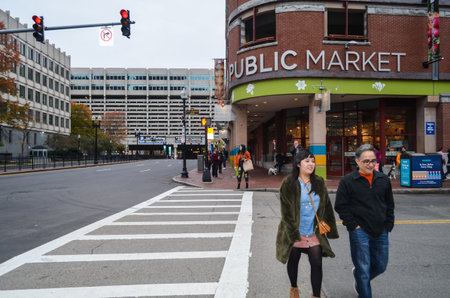 Boston, Massachusetts / USA, 5th November 2017. Downtown Boston's Chinatown.のeditorial素材