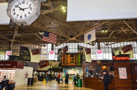 Editorial: Boston, Massachusetts / USA, 6th November 2017. Tourist visiting South Station Train...