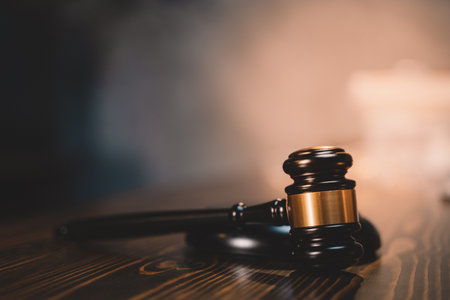 judgement of judge about legislation, authority, crime, government, justice, punishment, verdict at court decision by gavel. hammer is symbol of judgment and use law.の写真素材