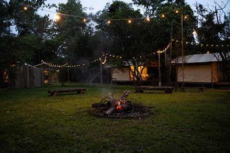 Travel leads to adventure and exploration, where camping under stars blends relaxation with natureâs beauty, and stories shared by the campfire light up the vacation.の写真素材