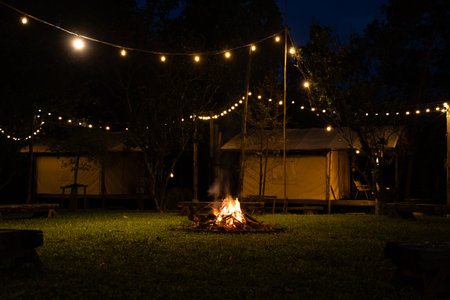 Travel leads to adventure and exploration, where camping under stars blends relaxation with natureâs beauty, and stories shared by the campfire light up the vacation.の写真素材