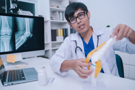 During the exam at the clinic, the doctor assessed the patientâ€™s knee joint health and...