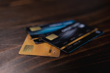 Customer using credit card for payment to owner business. cashless technology and credit card payment concept. through the internet for convenience.の写真素材