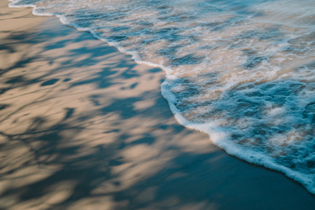 In summer, we travel to the beach where the ocean meets the sea, water sparkles under the sun, and natureâs beauty turns every vacation into a perfect escape.の写真素材