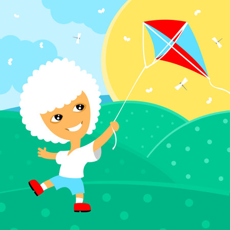 Ð¡hild and kiteのイラスト素材