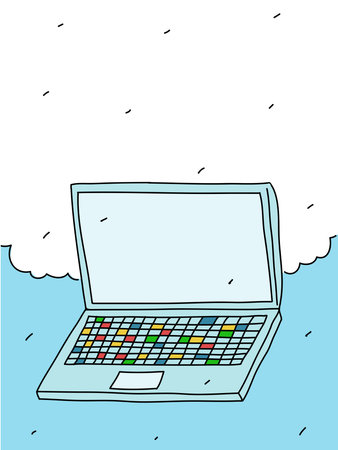 Laptop and Cloudのイラスト素材